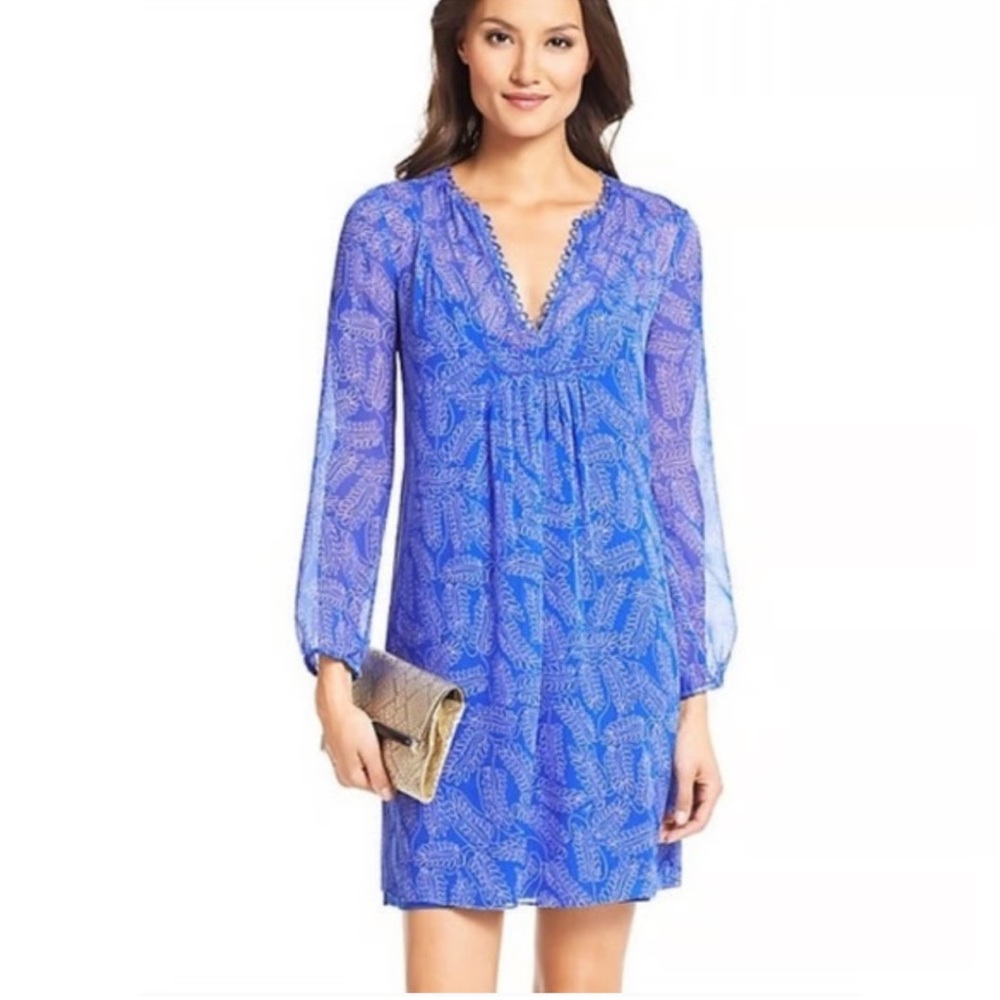 Diane Von Furstenberg Royal Blue Dress with White Embroidery